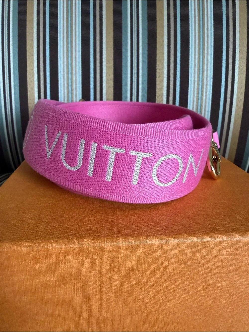 Louis Vuitton Rare Fuchsia Pink Monogram Canvas Strap with Gold-Tone Hardware